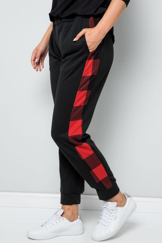 Plaid Side Print Sweatpants