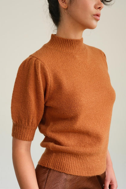 Mock Neck Puff Sleeve Sweater