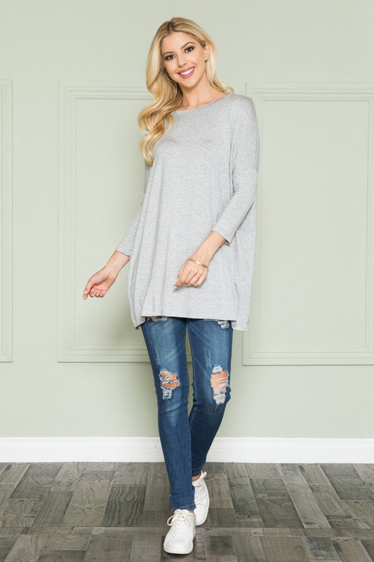 Solid Long Sleeve Tunic Top