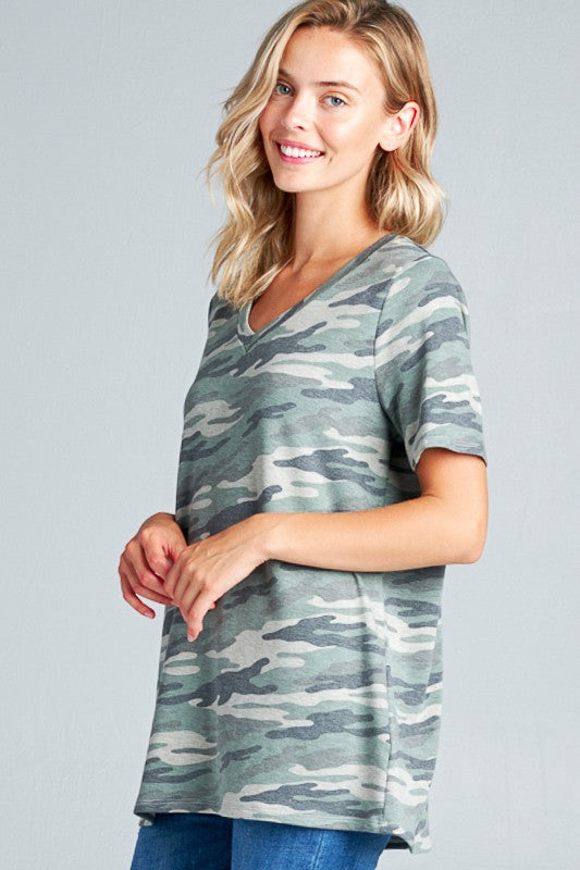 PLUS CAMOUFLAGE BOXY CASUAL TOP