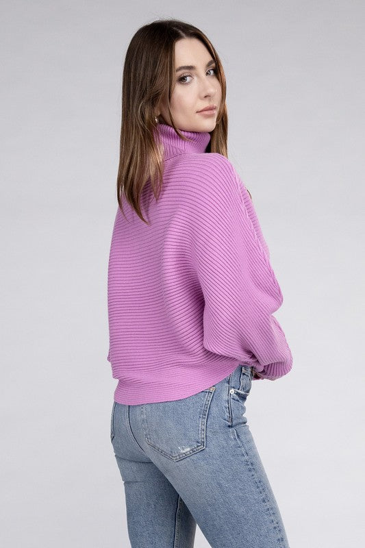 VISCOSE DOLMAN SLEEVE TURTLENECK SWEATER