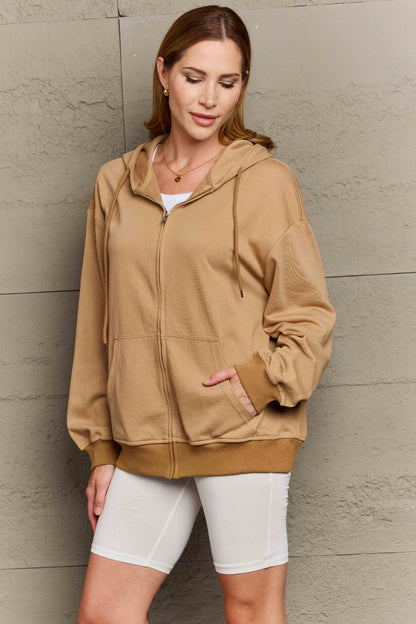 Zip Up Long Sleeve Hooded Jacket