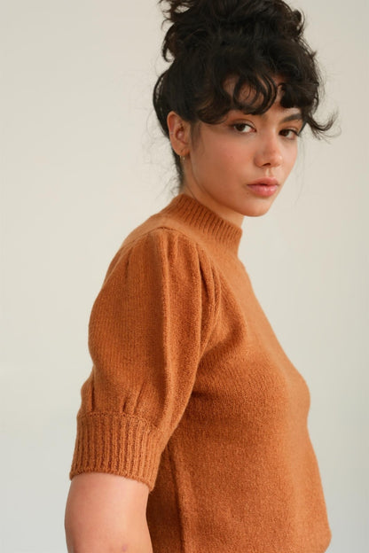 Mock Neck Puff Sleeve Sweater