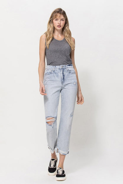 VERVET BY FLYING MONKEY SUPER HIGH RELAXED CUFFED STRAIGHT JEAN