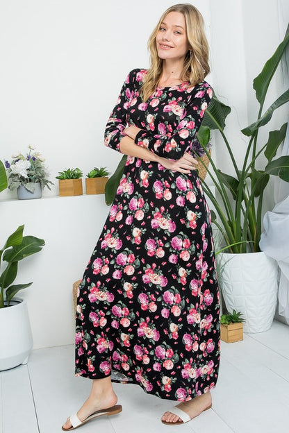 ALLOVER FLORAL MAXI DRESS