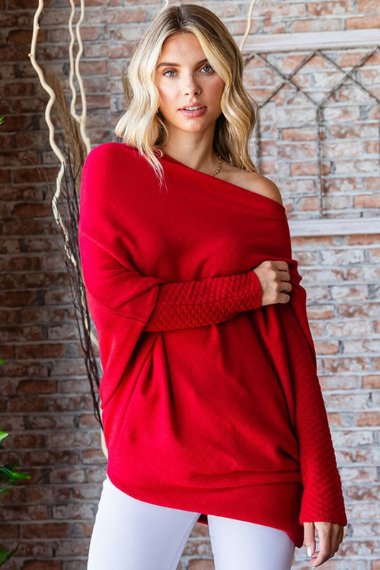 Asymmetrical Hem Dolman Sleeve Sweater