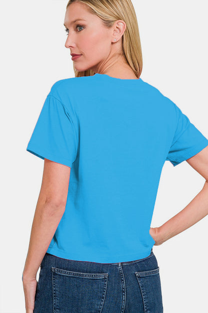 Round Neck Short Sleeve Cropped T-Shirt