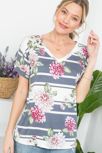 ALLOVER FLORAL CASUAL TOP