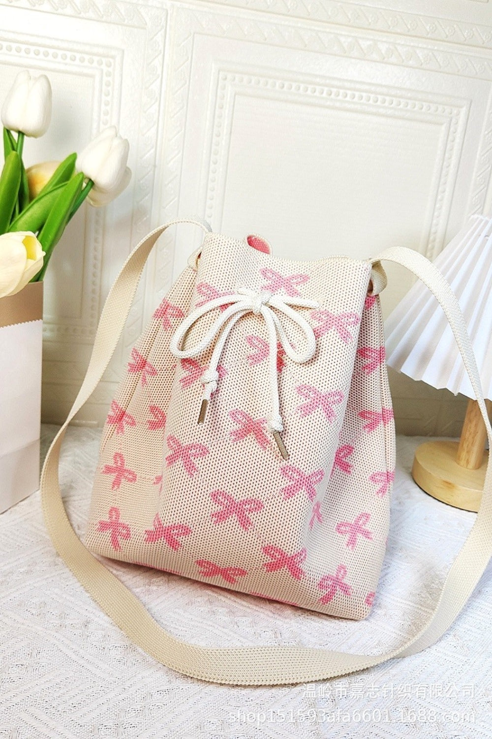 Ribbon Bowknot Pattern Crossbody Bucket