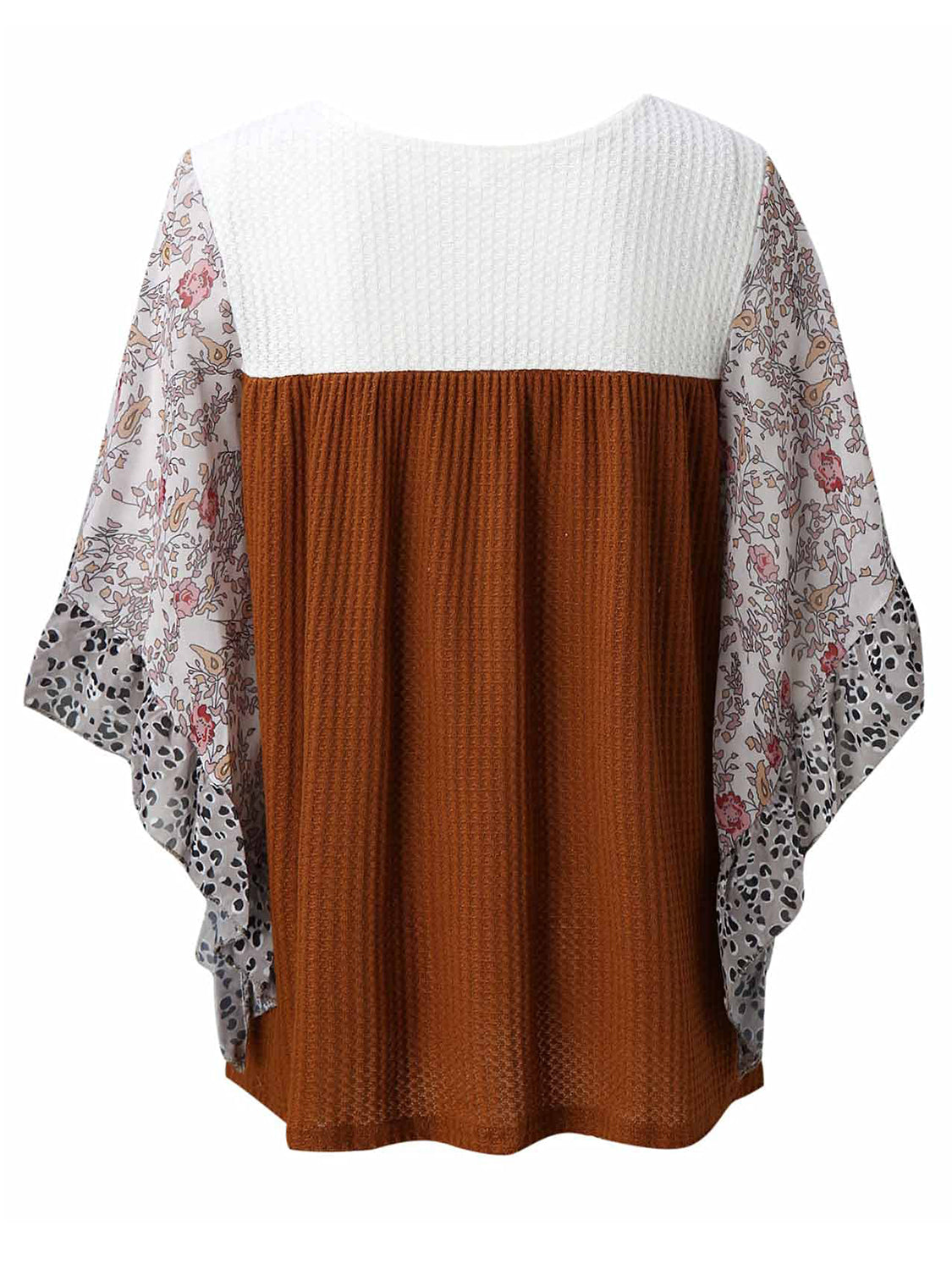 Printed Round Neck Three-Quarter Sleeve Blouse