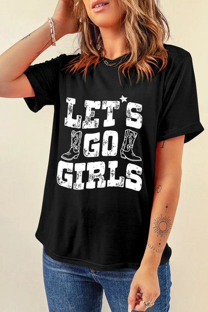 Letter Graphic Round Neck Short Sleeve T-Shirt