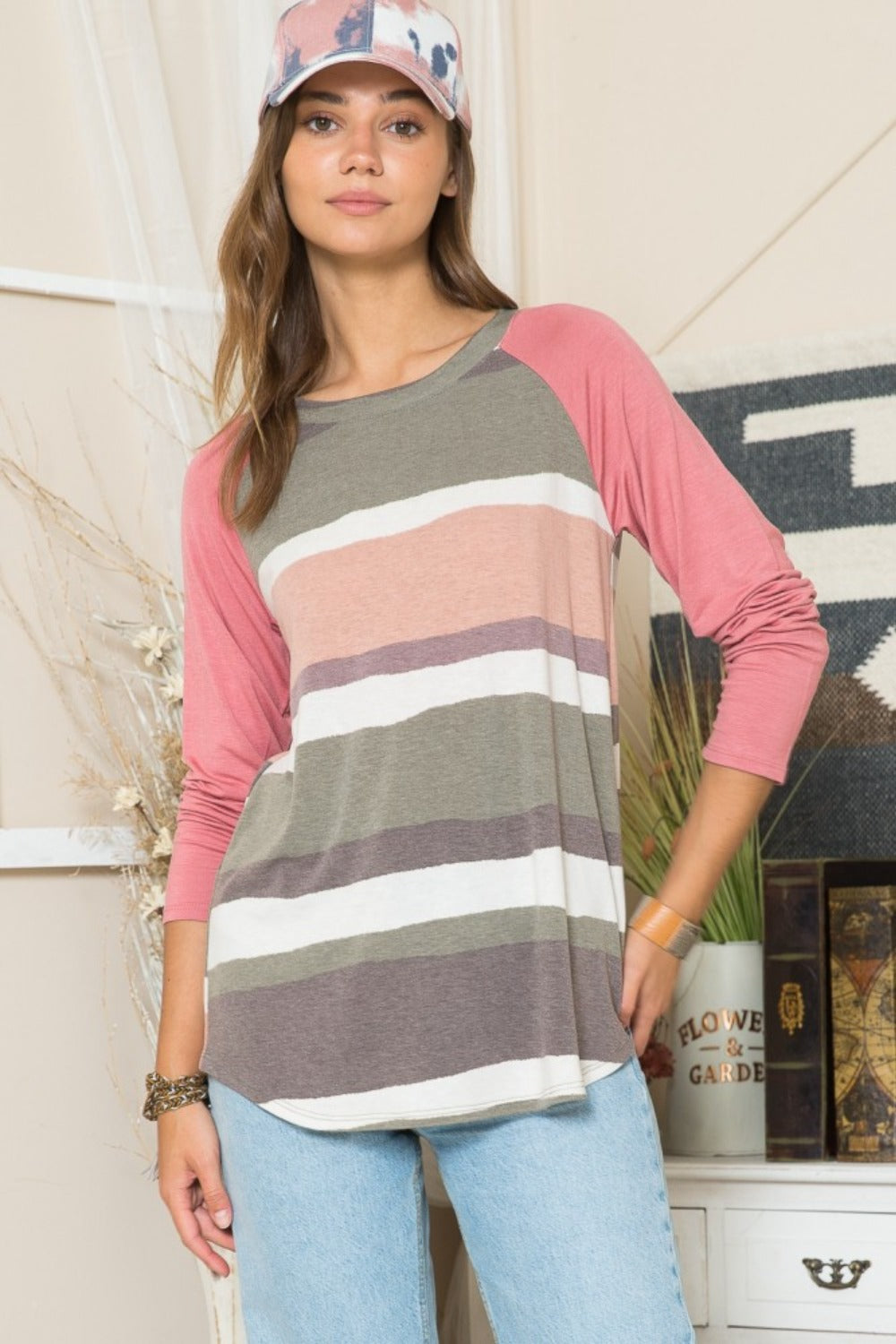 Striped Contrast Long Sleeve T-Shirt