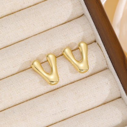 18K Gold-Plated Bubble Letter Stud Earrings