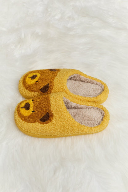 Teddy Bear Print Plush Slide Slippers