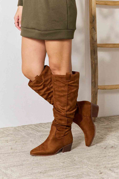 Block Heel Knee High Boots