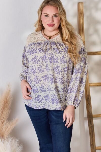 Lace Detail Printed Blouse