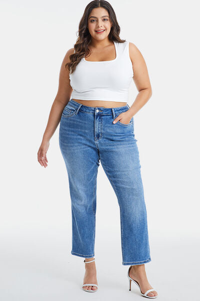 BAYEAS High Waist Raw Hem Straight Jeans