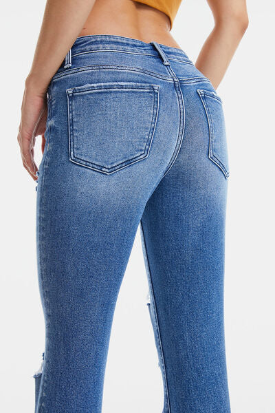 BAYEAS High Waist Distressed Cat's Whiskers Straight Jeans