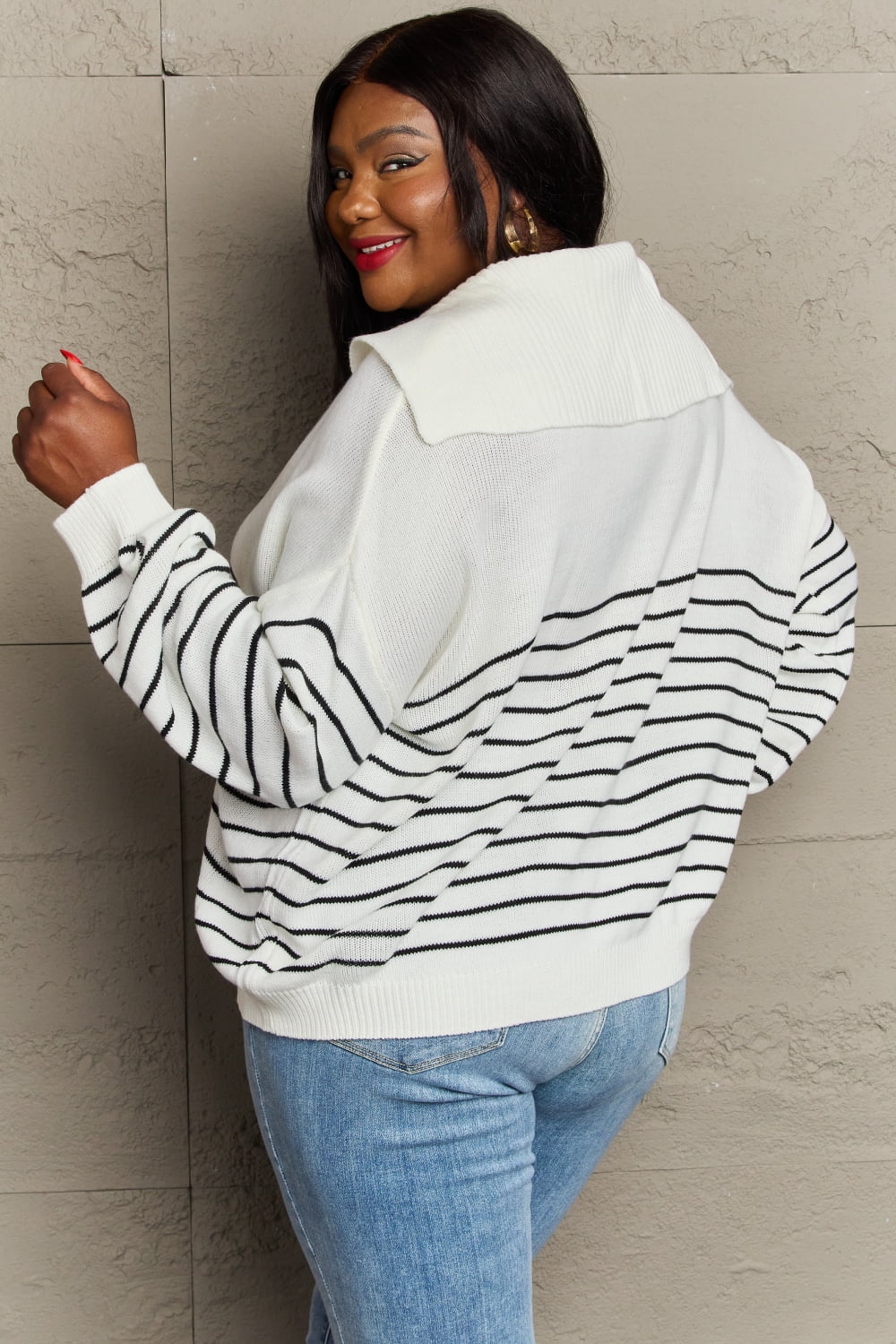 Make Me Smile Striped Oversized Knit Top