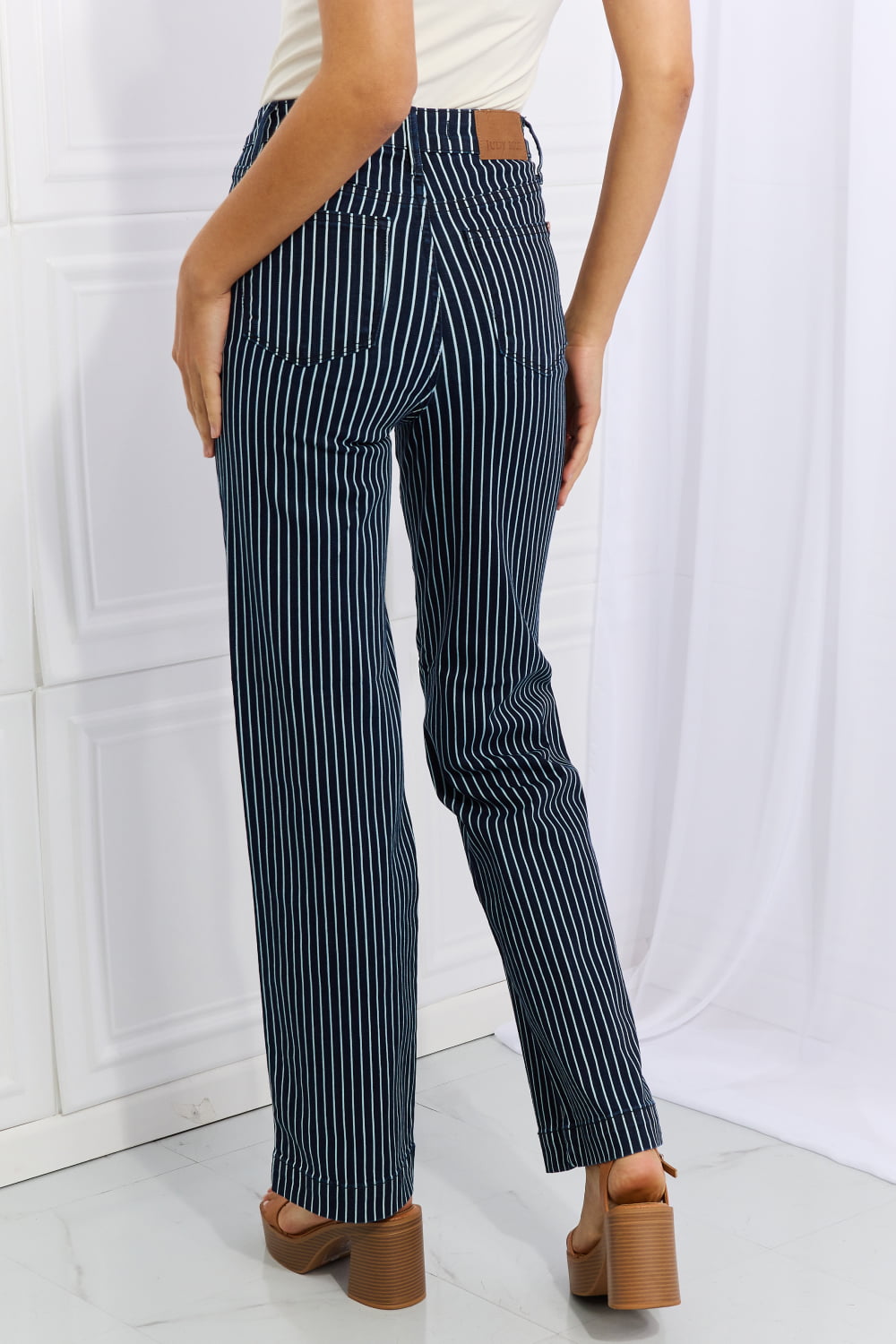 Judy Blue High Waisted Tummy Control Striped Straight Jeans