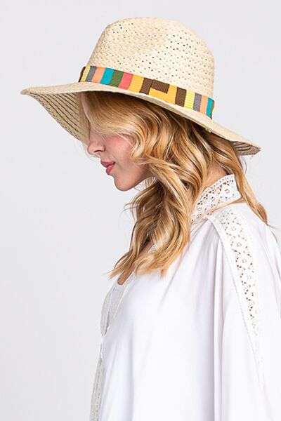 Contrast Wide Brim Straw Hat