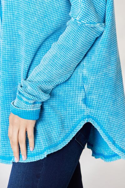 Oversized Waffle Long Sleeve Top