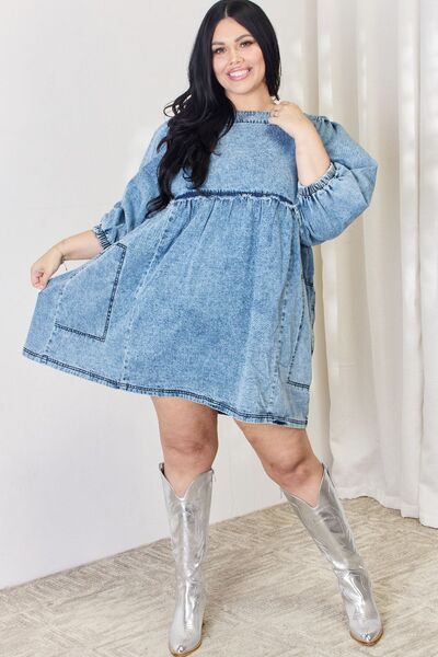 Oversized Denim Babydoll Dress