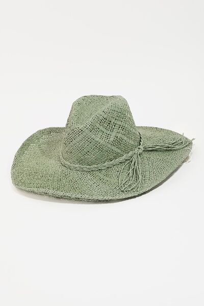 Braided Strap Wide Brim Hat