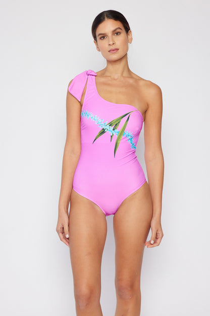 Vacay Mode One Shoulder Swimsuit in Carnation Pink