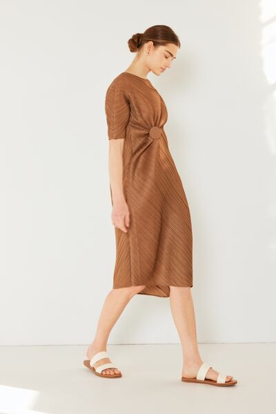 Pleated Dolman Sleeve Dress