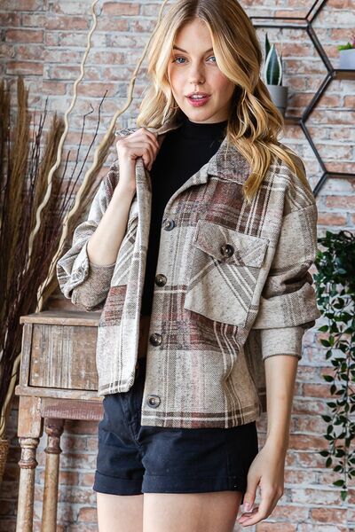 Plaid Button Up Long Sleeve Shacket