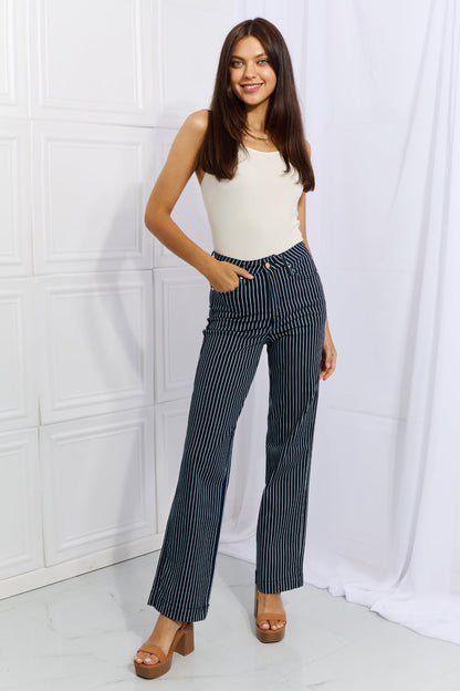 Judy Blue High Waisted Tummy Control Striped Straight Jeans