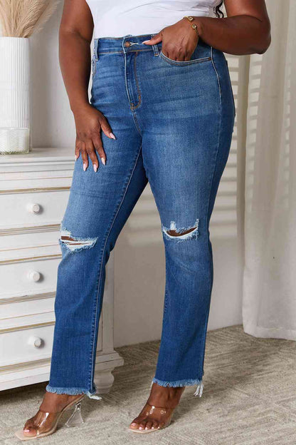 Judy Blue  Distressed Raw Hem Jeans