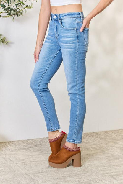 RISEN Mid Rise Skinny Jeans