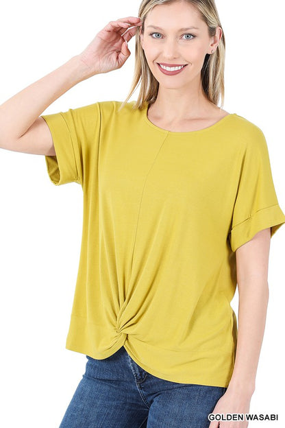 RAYON SPAN CREPE KNOT-FRONT TOP