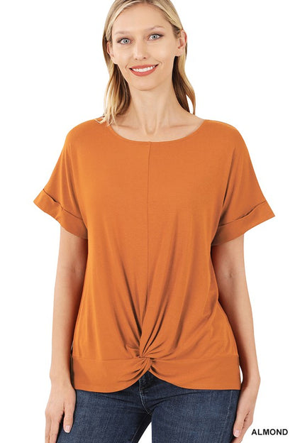 RAYON SPAN CREPE KNOT-FRONT TOP