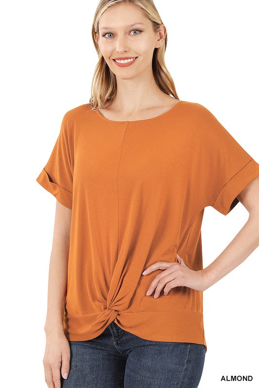 RAYON SPAN CREPE KNOT-FRONT TOP