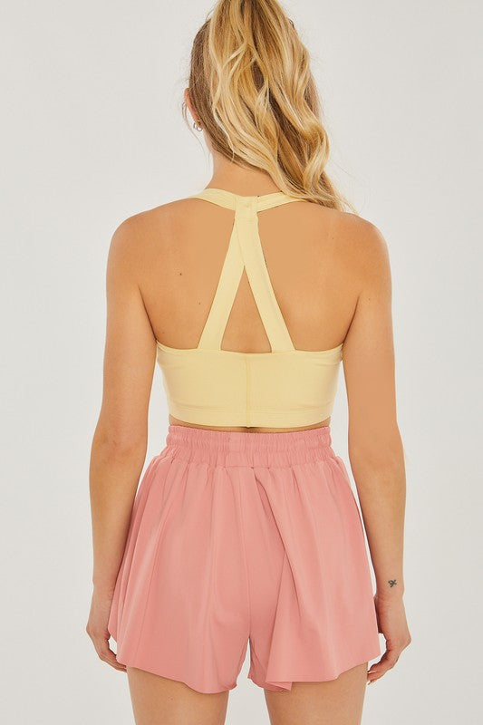 Activewear Crop Halter Back Detail Top