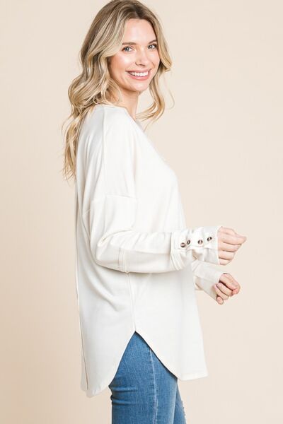 V-Neck Dropped Shoulder Blouse