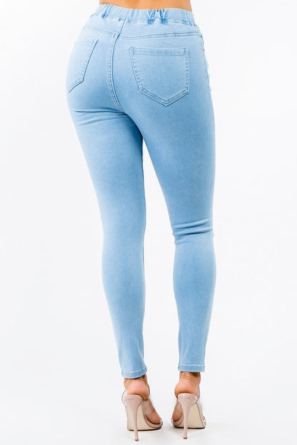 PLUS SIZE BANDED HIGH WAIST SKINNY JEANS