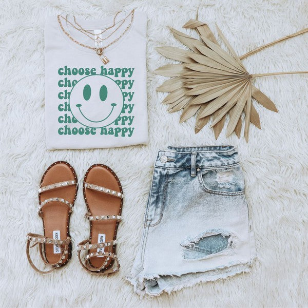 Choose Happy Smiley Face Graphic Tee