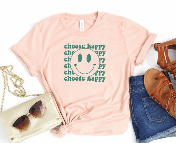 Choose Happy Smiley Face Graphic Tee