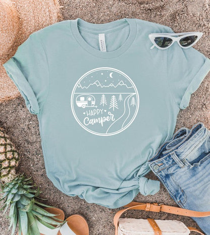 Circle Happy Camper with Camper Softstyle Tee