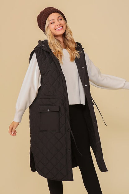 HAILEYS HOODED OVERSIZED VEST JACKET