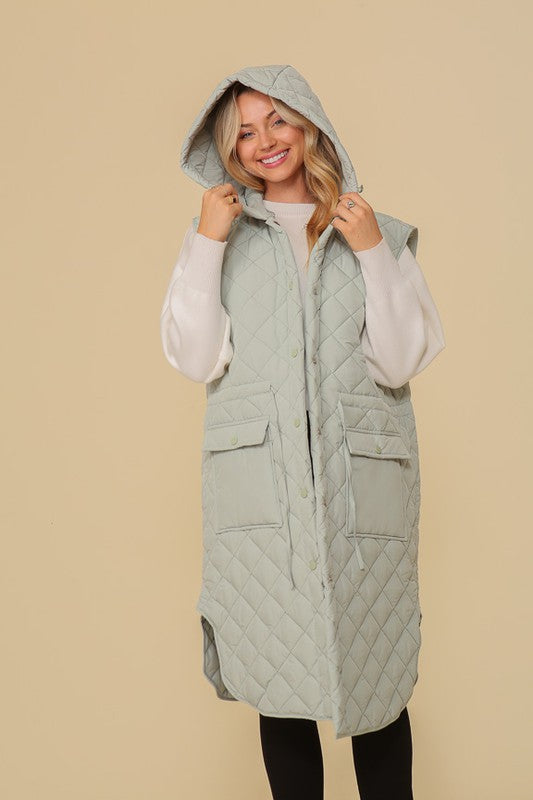 HAILEYS HOODED OVERSIZED VEST JACKET