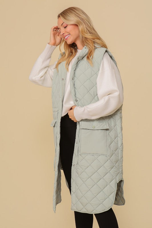 HAILEYS HOODED OVERSIZED VEST JACKET