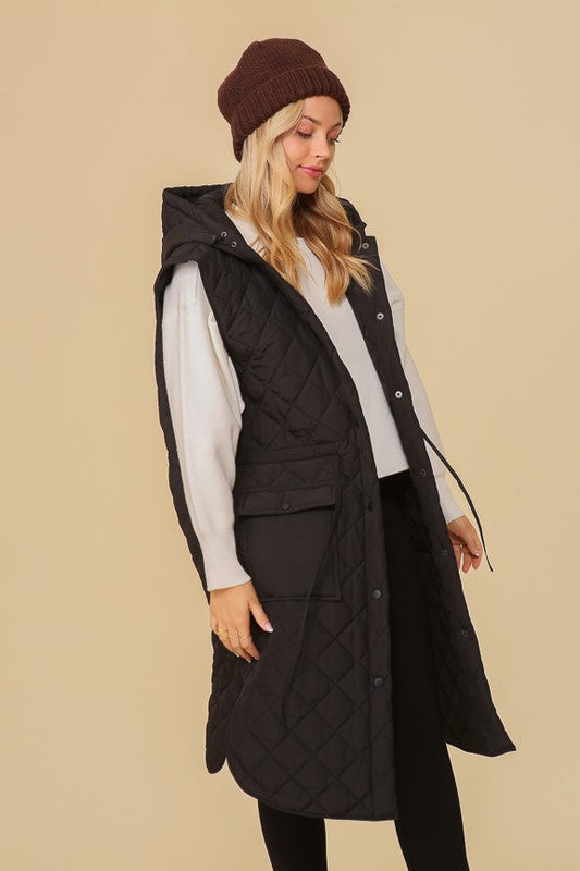 HAILEYS HOODED OVERSIZED VEST JACKET