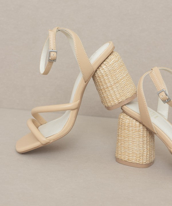 OASIS SOCIETY Alaia - Strappy Raffia Heel Sandal