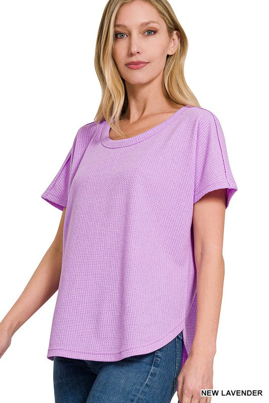 MELANGE BABY WAFFLE SHORT SLEEVE TOP