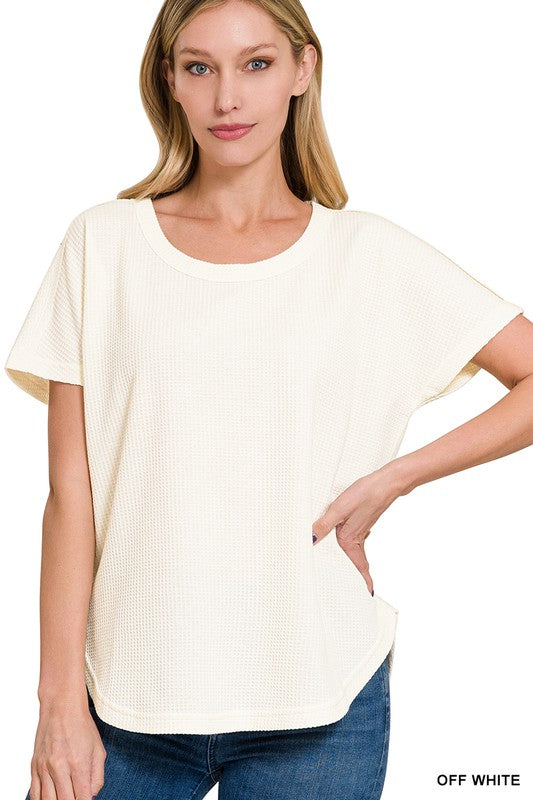 MELANGE BABY WAFFLE SHORT SLEEVE TOP